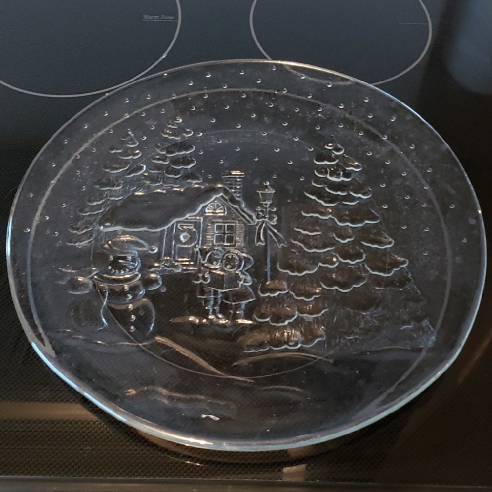 Clear Glass Holiday Serving Plate